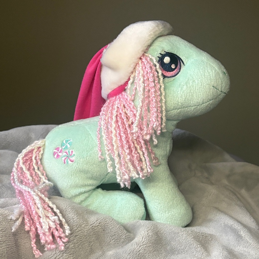 Mint Green Plush Pony with Pink Mane